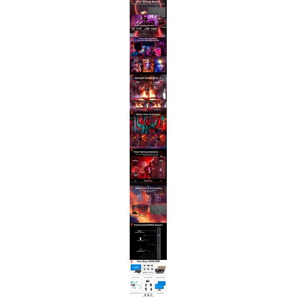180Hz 23.8 Inch Gaming Monitor QHD UHD Resolution With RGB Lighting Adjustable Bracket