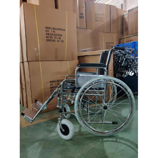 Elderly Care Folding Transport Wheelchair With Detachable Desk Armrest Elevating Footrest