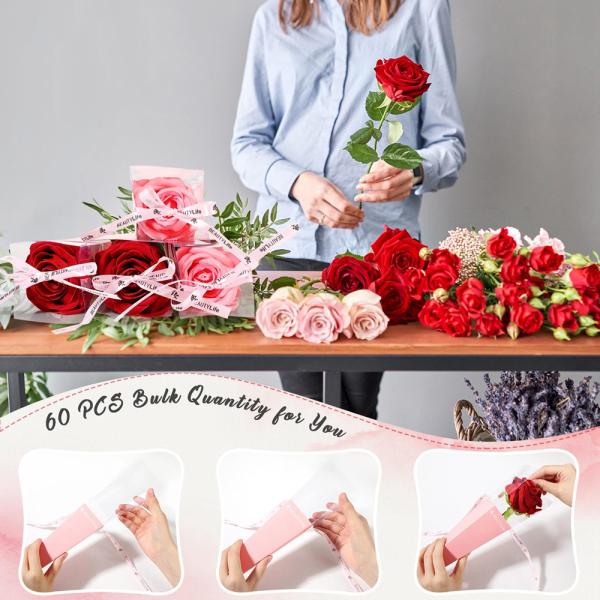 Handmade Custom Cut Valentine's Day Rose Sleeves in Gravure Printed Kraft Paper Bag