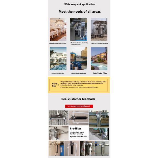 Filtro de sedimentos grande de acero inoxidable de 5 pulgadas para toda la casa familiar