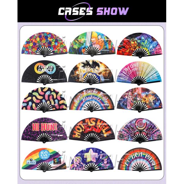 2025 Wholesale Big Clack Large Rave Personalized Custom Printed Logo Bamboo Hand Fan