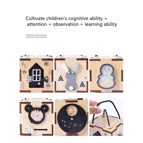 Montessori Intellectual Wooden Six In One Busy Board Cube Hand On Ability Training