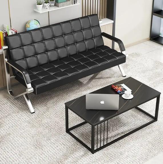 Salão de beleza moderno Salão de Spa Sala de espera Sofá Conforto 3 lugares Sofá de escritório Sofá de recepção de couro Sofá Sofá