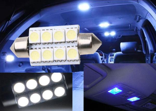 8 PCes 3 ampolas do carro do diodo emissor de luz da microplaqueta 5050, bulbo branco do festão do diodo emissor de luz 12v