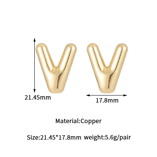 Jiexing Hot Selling 14K Gold Plated 925 Silver Needles A-Z Studs Smooth Surface Bubbles 26 English Letter Earrings