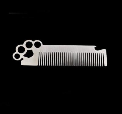 Custom cool innovative men gift, engrave logo stainless steel hand long barber beard comb bottle opener