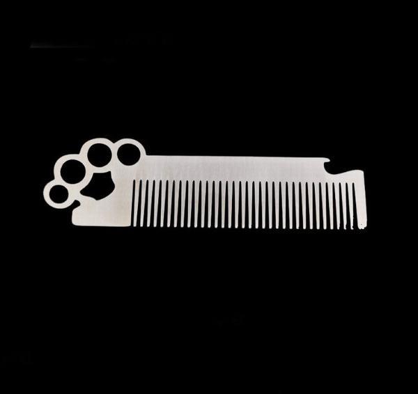 Custom cool innovative men gift, engrave logo stainless steel hand long barber beard comb bottle opener