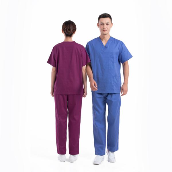 O hospital do poliéster esfrega o doutor curto dos cuidados do algodão da luva dos uniformes do terno