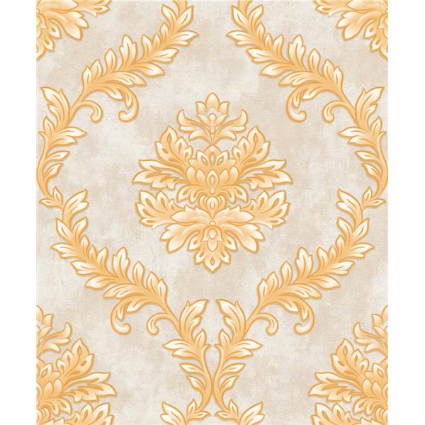 Wet Embossed Vinyl Vintage Damask Wallpaper For Living Room , ISO Approved