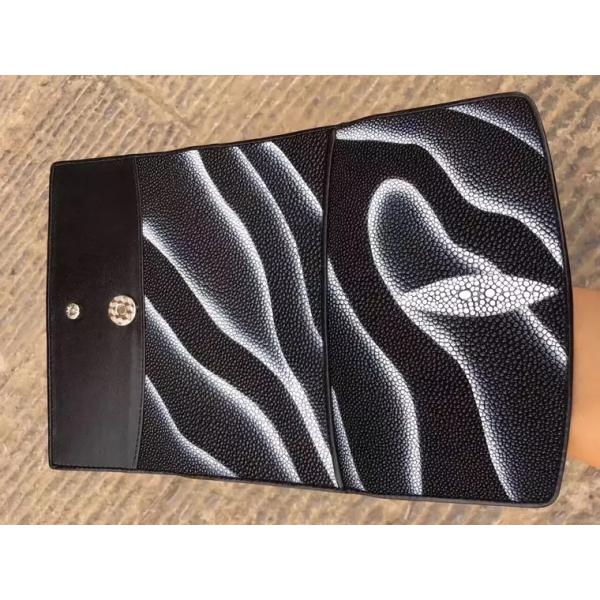Authentic Stingray Skin Female Long Trifold Wallet Coin Case Genuine Leather Women Large Red Clutch Purse Lady Money Bag