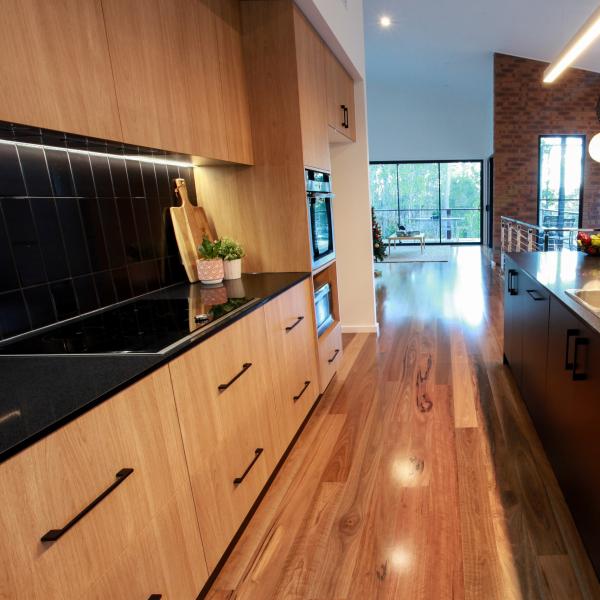 Black Color Melamine Complete Kitchen Cabinet Wood Texture