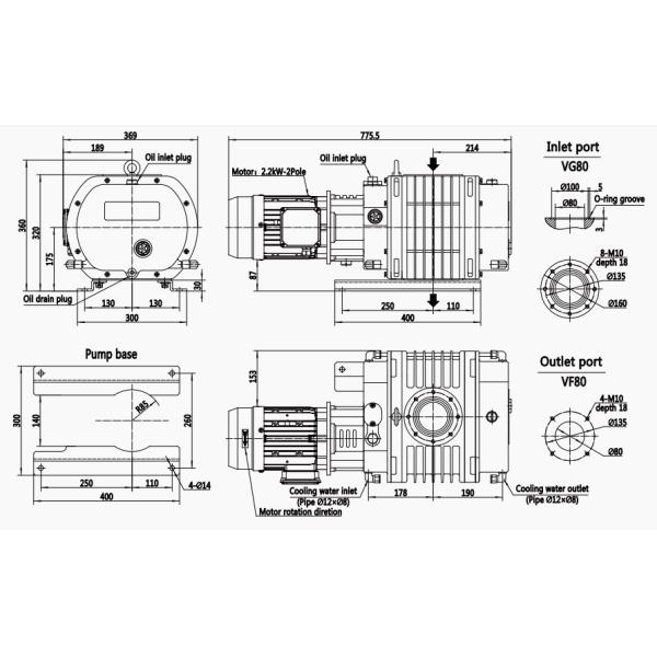 BSJ150L Aluminium Alloy Roots Vacuum Booster Pump 500m3/H 2.2kW