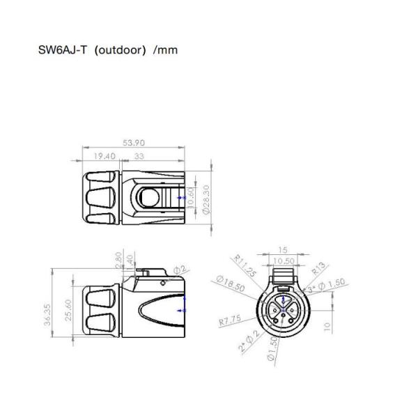 Outdoor 7 Pin IP67 Power Connector Dustproof Waterproof Powercon