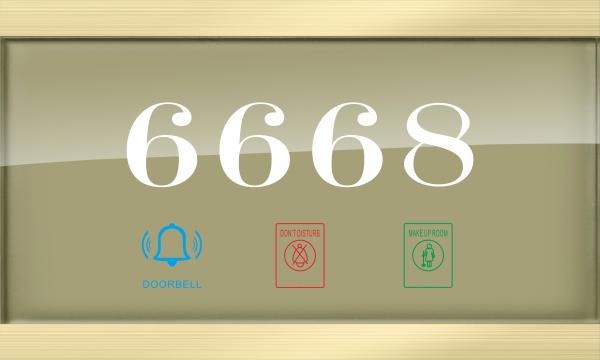 Black / Champagne Hotel Door Plate 150x250mm Size Tempered Glass Material