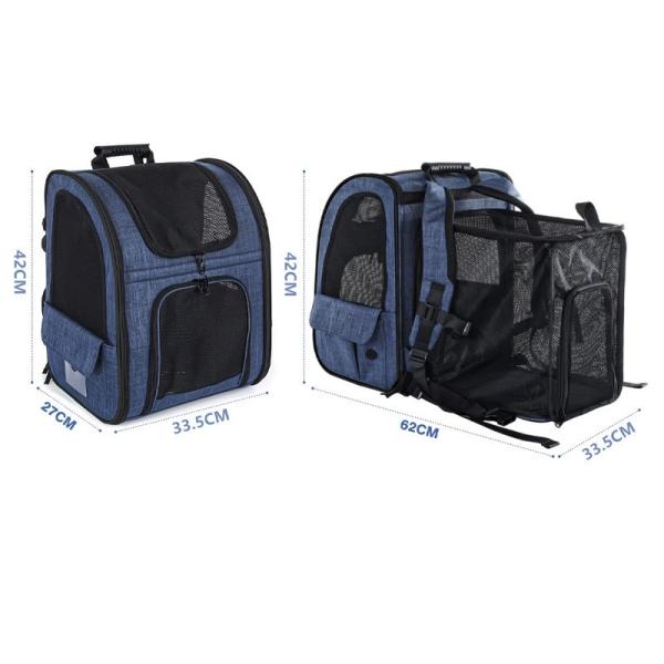 Outdoor 33.5*27*42CM Blue Cationic Oxford Expandable Pet Travel Backpack Soft Fabric Lovely Pet Necessities For Your Satisfied Companions