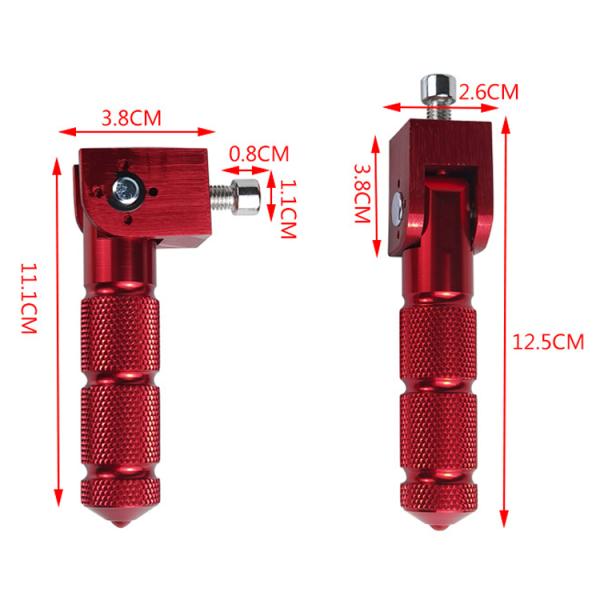 Red Aluminum Alloy Motorcycle Foot Pegs with Folding and Customized CNC Modification