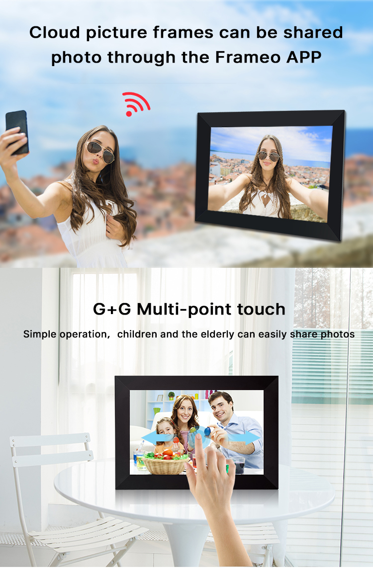 Мульти OSD язык 14 дюймовый HD цифровой фотокадр Пластиковый материал Облако Wifi планшет