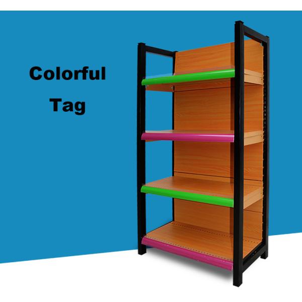 High End Brown Supermarket Display Shelving Grain Wood Metal Material