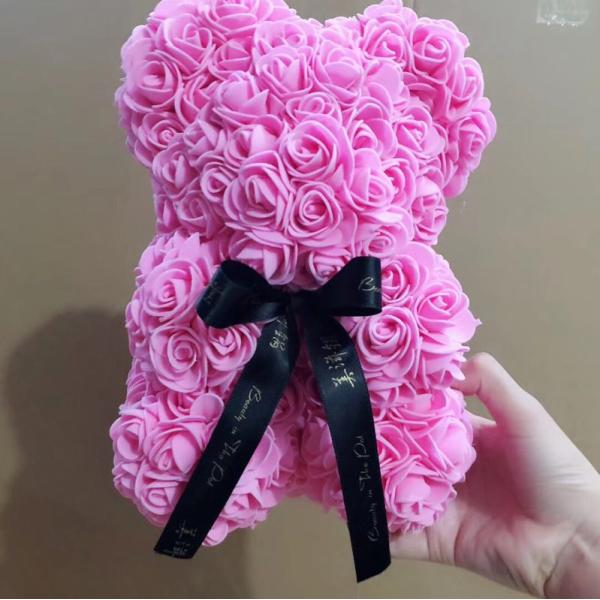 Wholesale Preserved rose bear with heart popular size 25cm teddy bear of roses