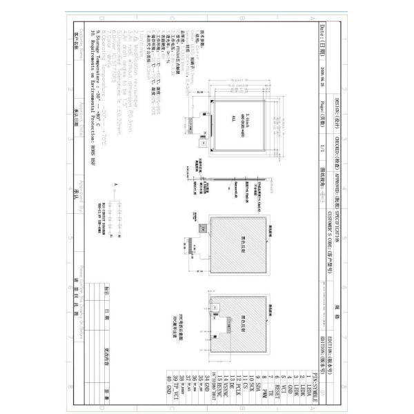 3.4 дюймовый сенсорный экран TFT дисплейный модуль, разрешение 480x480, 40 пин RGB / MIPI интерфейс