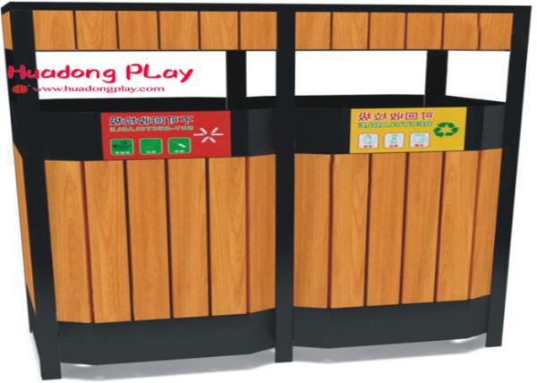 Large Decorative Outdoor Trash Can With Lids 80*40*100cm  , City Wooden Trash Can Container
