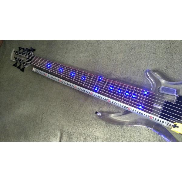 7 Strings Bass Guitar Limited Edition Clear Acrylic Body Rosewood fingerboard inlay Blue LED lamp Electric Bass Guitar