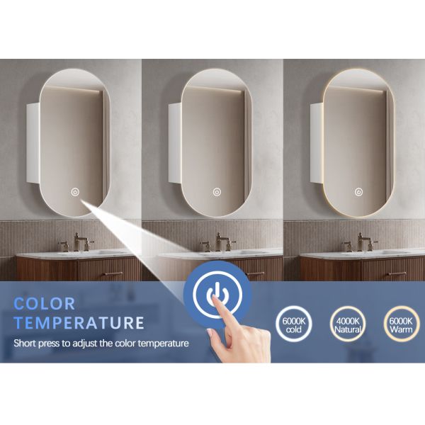Illuminated Bathroom Mirror Cabinet Anti Corrosion Shatterproof Wall Hanging