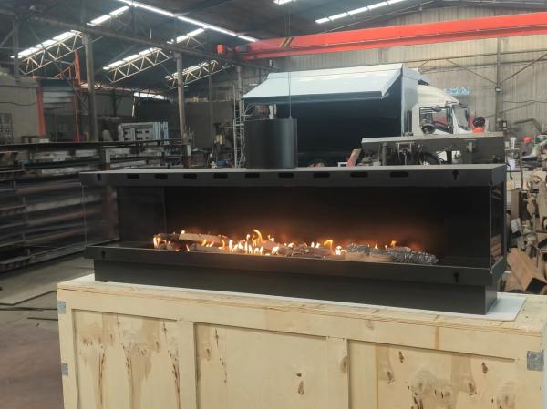 European Black Matte Carbon Steel Three-sided gas fireplace Propane Gas Natural Gas Fireplaces
