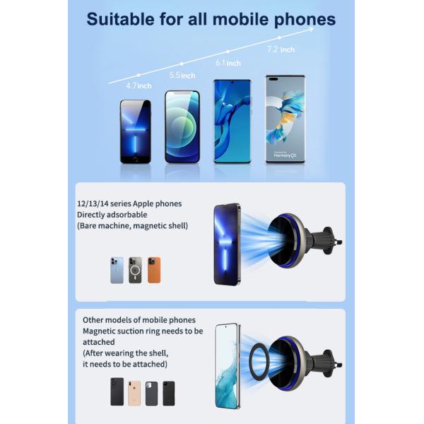 Luz de cielo estrellado Carro magnético portador de carga inalámbrica Disposición de calor rápida 9 modos de iluminación Color personalizable de la cáscara