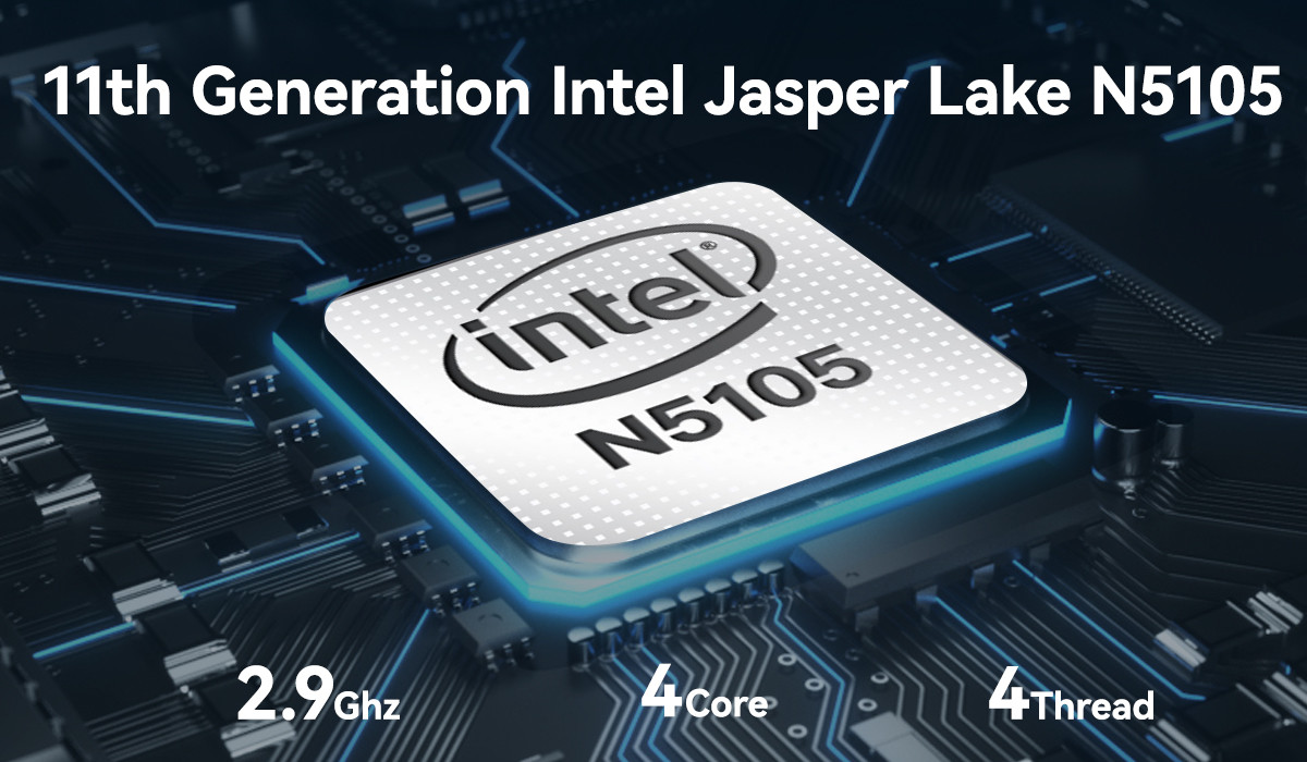 Портативный Intel Celeron N5105 2.5 GbE Мини ПК с 4K Dual HD дисплеем