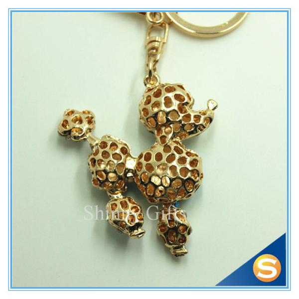 Novelty Custom Cartoon Dog Rhinestone Animal Key Ring Metal Charm Pendant Key Chain