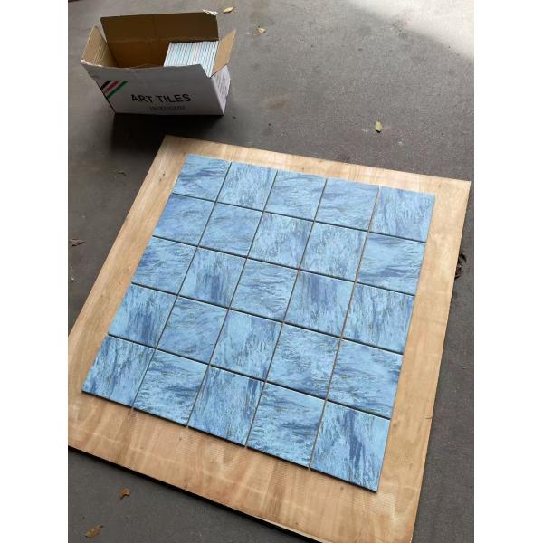 Non-slip and Decorative Square 150x150mm R10 Blue Porcelain Mosaics For Balcony