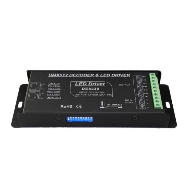 12-24V 6A*6CH PWM 6 Channel DMX Controller For LED Fixture Dipswitch Addessing