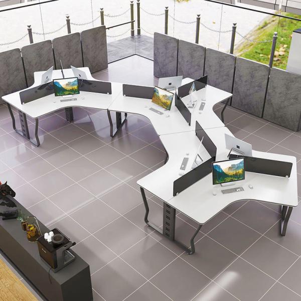 Estação de trabalho de escritório MDF para 6 pessoas com escritório de design e função contemporânea
