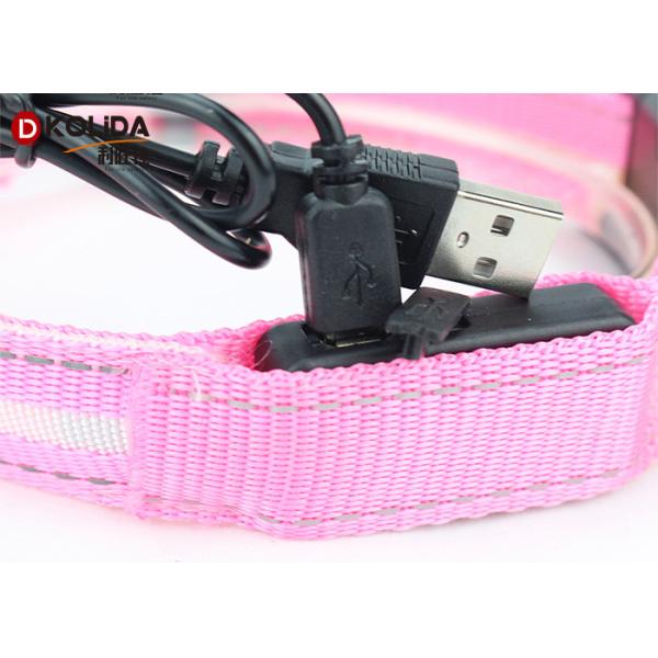 Night Safety Glow Flashing Pet Polyster USB Rechargeable LED Dog Collar