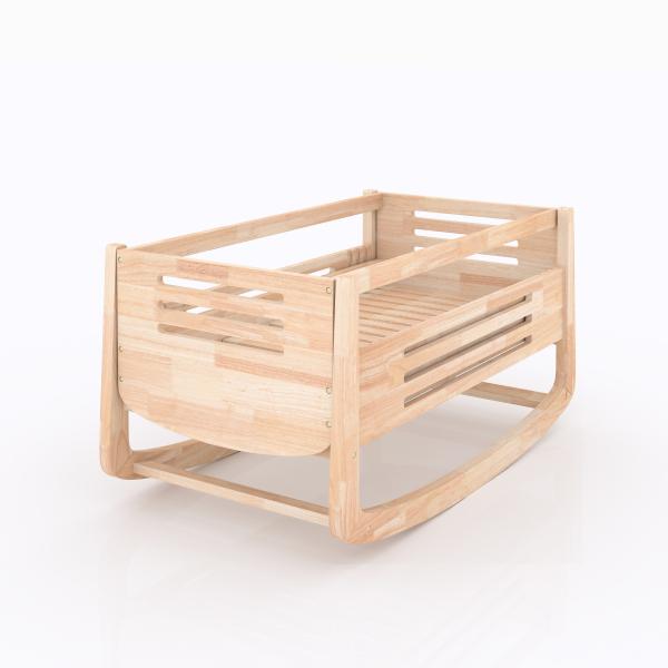Finger Joint Rubber wood adjustable baby bed