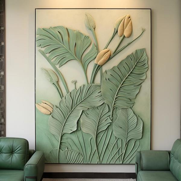 Handmade Stone Carvings Leaf relief decoration Technique 100% Hand Carved for