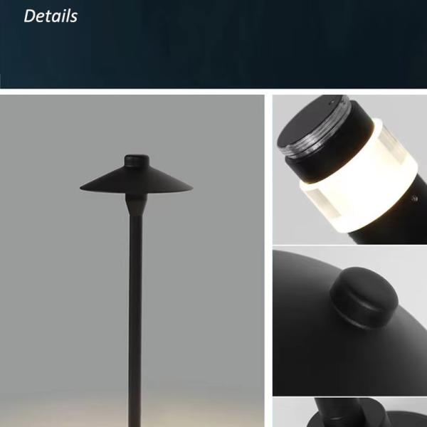 7w Bollard Led Path Light , Black Landscape Lights EMC Approved