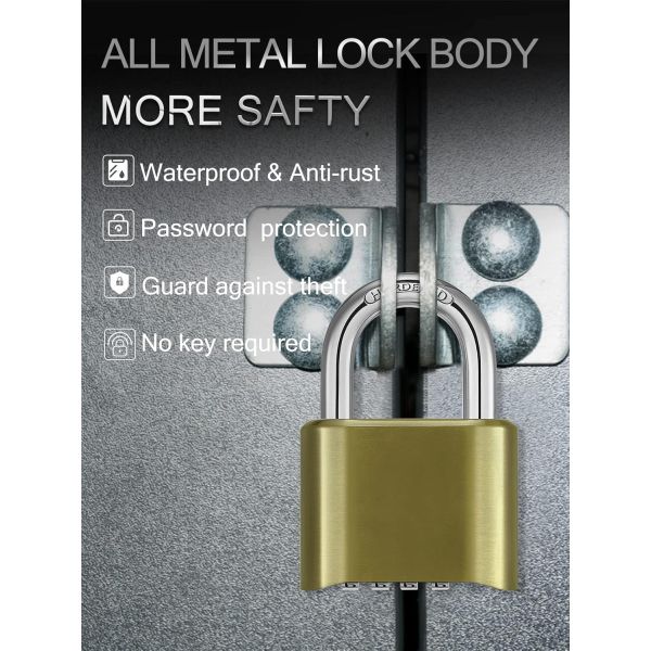 Rarlux 52mm Heavy Duty 4 Digit Code Combination Lock Zinc Alloy Outdoor Gym Locker Padlock with Hardened Shackle Model 910 China