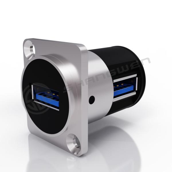 90 Degree Black Shell Audio Video Connectors 9 Pin Shielded RJ45 Female Straight XLR Socket for Data Cable & USB Connector