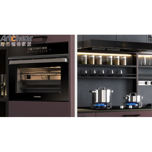 Modern L Shape Peninsula Kitchen Cabinet with Lacquer Finish Handless Door and Soft Close