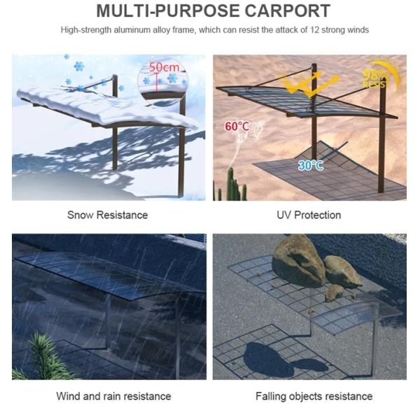 Алюминиевый паркинг для автомобилей Внешний дворик Карпорт Солнцезащитный тень Карпорт