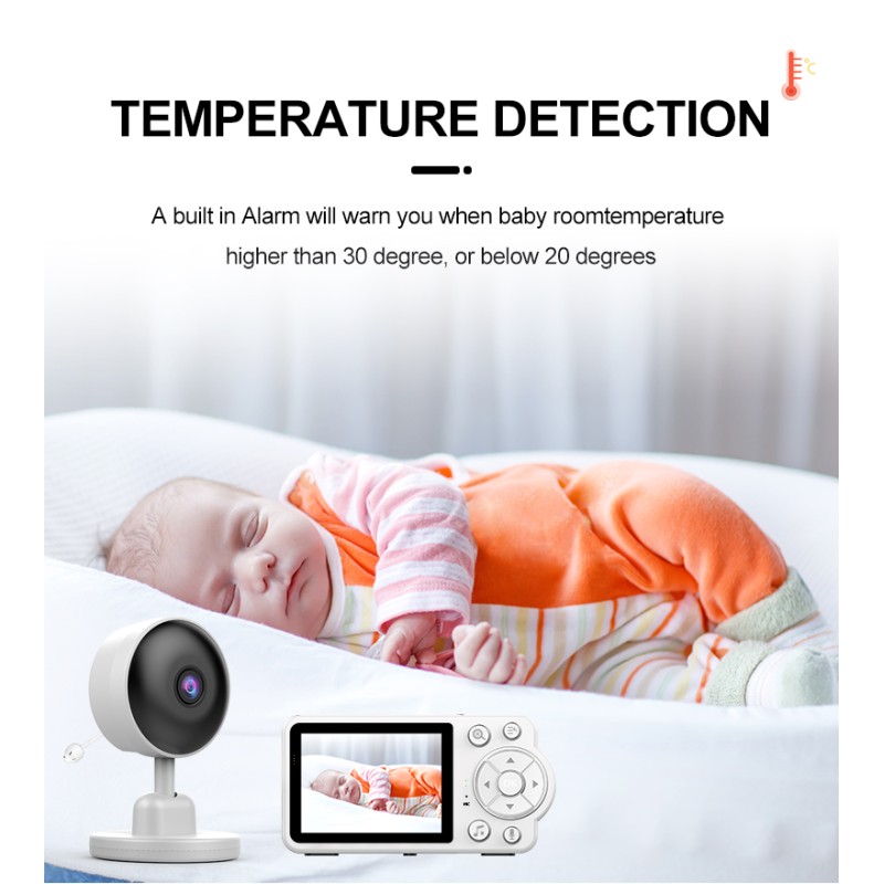 Smart Baby Pet Monitor With Camera and Audio 480P 2.8 Inch Screen 4X Zoom Sleep Surveillance IR Night Vision Two-Way Audio Cam