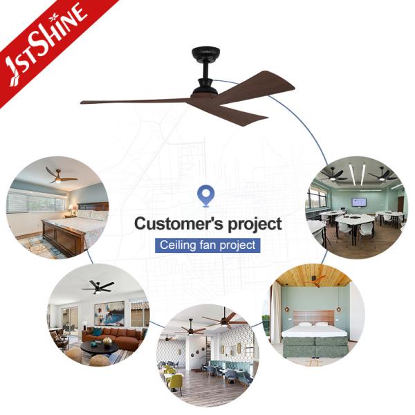 Black Finish DC Motor 6 Speeds Remote Control 3 ABS Blades Ceiling Fan Without Light