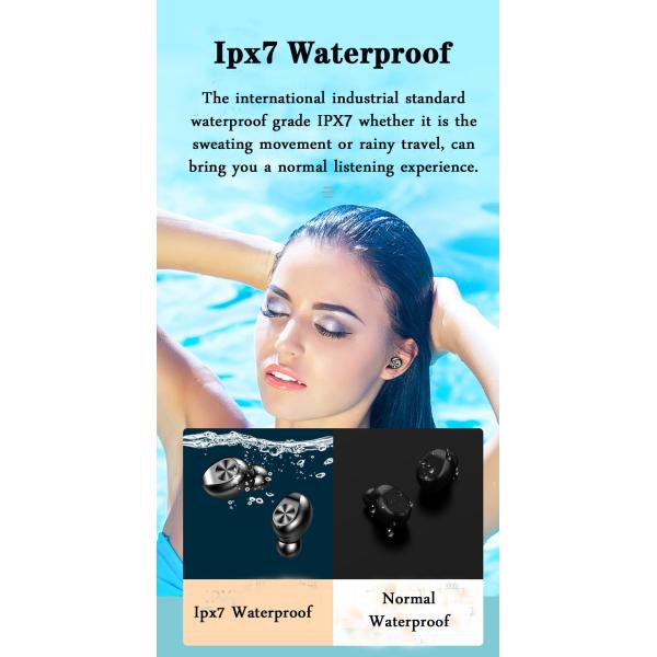 27*17mm Bluetooth Sports Earphones 50H Call Time IPX7 Waterproof Earbuds