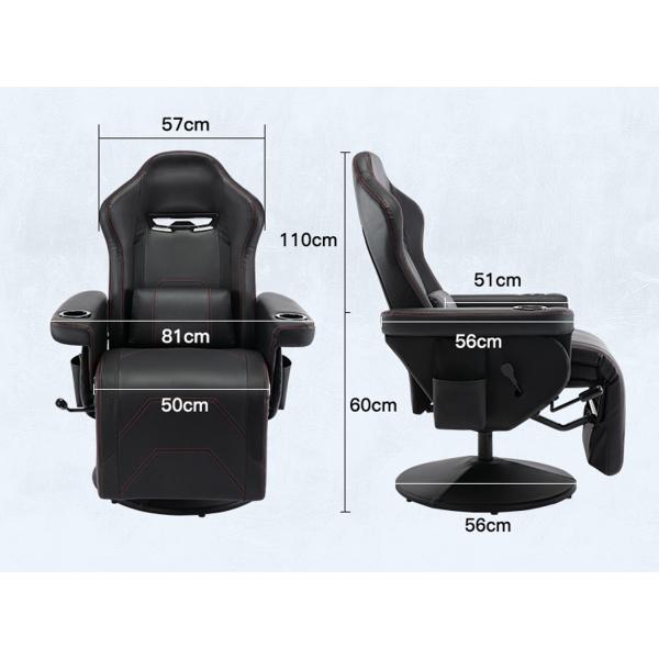 White Racing Style Gaming Chair Executive Office Swivel Seat with Cup Holder and Footrest