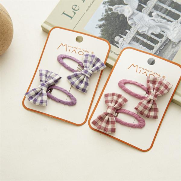 Fabric bow plaid hairpin accessories DIY INS girls baby women's BB hairpin spot wholesale