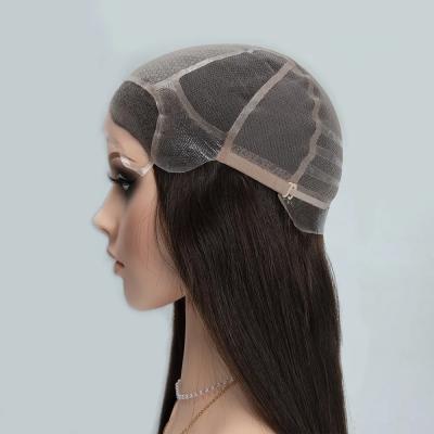 Construction de bonnet de perruque médicale de 10 à 16 pouces en dentelle noir naturel