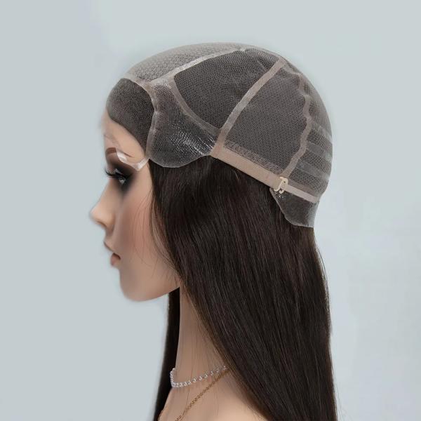 Construction de bonnet de perruque médicale de 10 à 16 pouces en dentelle noir naturel