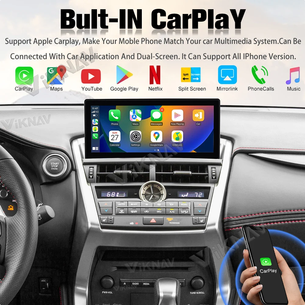 Авторадио Viknav Для LEXUS NX NX200 NX200T (2015 2016) 12,3 дюйма сенсорный экран Carplay Автомобиль GPS навигация мультимедиа